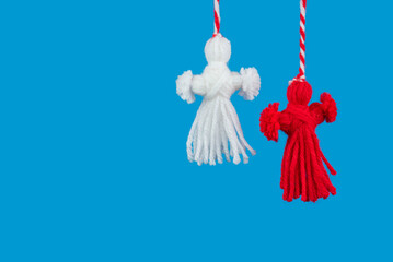 Traditional Martisor - symbol of holiday 1 March, Martenitsa, Baba Marta, beginning of spring and...