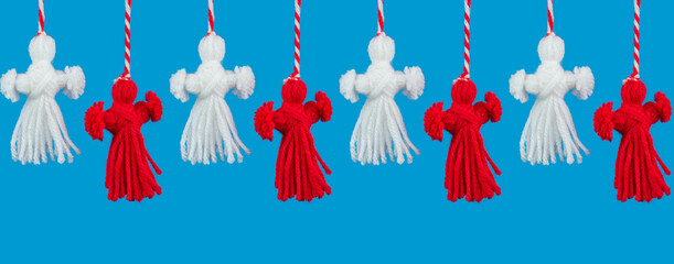 Traditional Martisor - symbol of holiday 1 March, Martenitsa, Baba Marta, beginning of spring and...