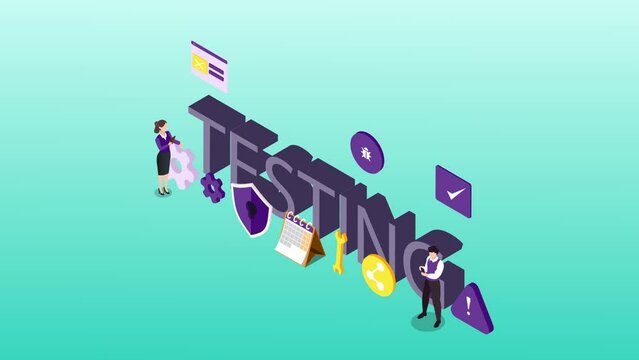 DevOps team, beta testing, project delivery isometric 3d animation cartoon in 4k