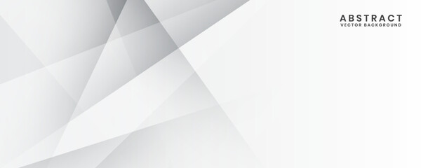 Obraz premium 3D white geometric abstract background overlap layer on bright space with cutout effect decoration. Minimalist graphic design element future style concept for banner, flyer, card, cover, or brochure