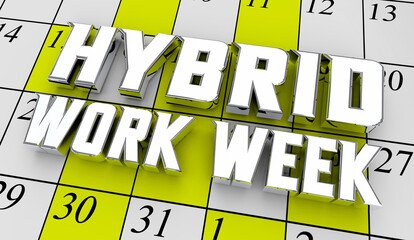 Hybrid Work Week Calendar Schedule In Person Remote Workplace Days 3d Illustration