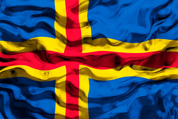 National Flag of Åland Islands. Background  with flag  of Åland Islands
