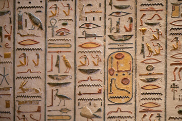 Hieroglyph of a thumb from Valley of the Kings, Egypt