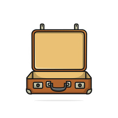 Open vintage suitcase for travel vector illustration