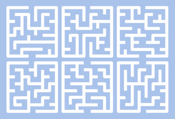 Abstract maze. Find right way. Isolated simple square maze black line on white background. Vector illustration.