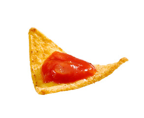 Tortilla nacho hot sauce isolated on layered png format background