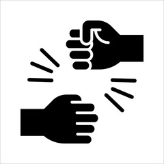 Friendly handshake icon. Joining hands. Buddies greeting gesture. vector illustration on white background. EPS 10