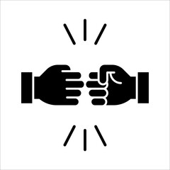 Friendly handshake icon. Joining hands. Buddies greeting gesture. vector illustration on white background. EPS 10
