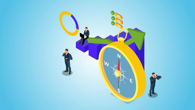 Using Compass for Navigation and Orientation in Business 3d animation cartoon in 4k