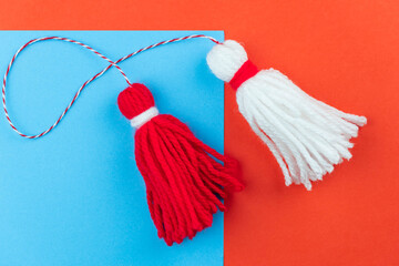 Traditional Martisor - symbol of holiday 1 March, Martenitsa, Baba Marta, beginning of spring and...