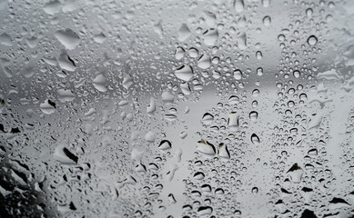 water drops on the glass surface