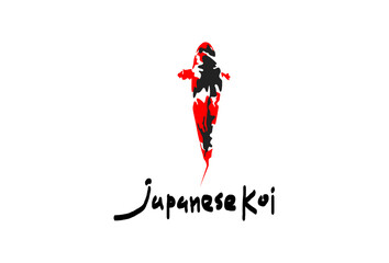 koi fish vector in the dominant red, black and white colour of koi. elegant koi image of showa variety.