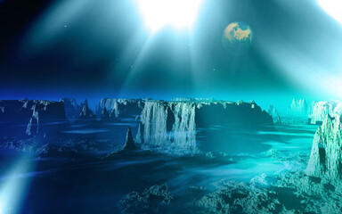 惑星風景　宇宙から降り注がれる光　3DCG © eo