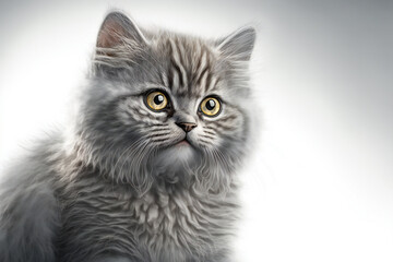 Obraz premium Hyper-realistic illustration of a cat - Close-up of a cat - Cute Cat
