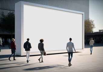 Clear billboard on city street with blank copy space screen for advertising, AI Generate
