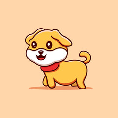 Illustration Cute Baby Dog Happy