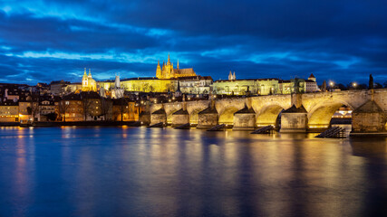sunrise over Prague - look from Charles bridge