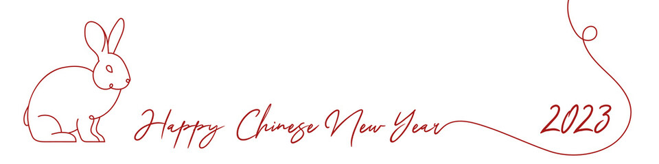 Happy Chinese New Year. Year of the rabbit. 2023. Horizontal banner. Vector illustration, flat design
