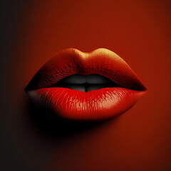   Red sensual woman lips   , Generative AI illustration