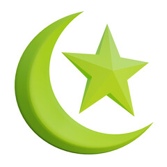 3d render illustration of crescent and star isolated