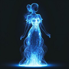 A blue glowing woman digital art