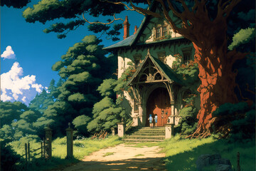 Fototapeta premium An old school. Superb anime-styled and DnD environment