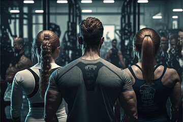 Back training group at the gym, ai generated