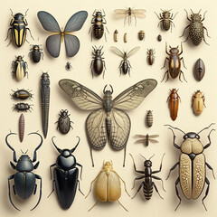 many insect variation of different kind collection. taxidermy. generative ai - obrazy, fototapety, plakaty