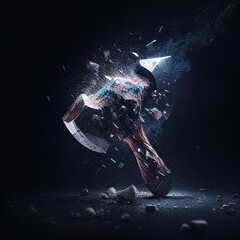 Naklejka premium Magical axe getting smashed digital art