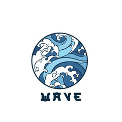 Ocean waves in a circle. Minimalistic and simple vector design	
