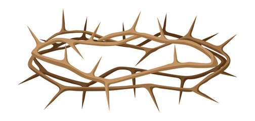 Christian illustration of crown of thorns. Happy Easter image.