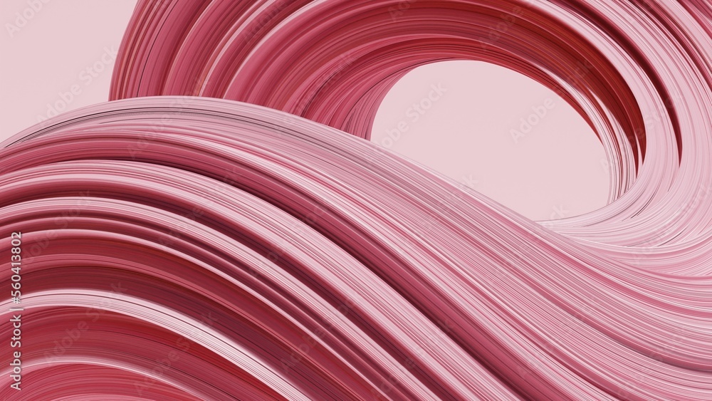Poster abstract 3d rendering of twisted lines. modern pink background design, illustration of a futuristic 