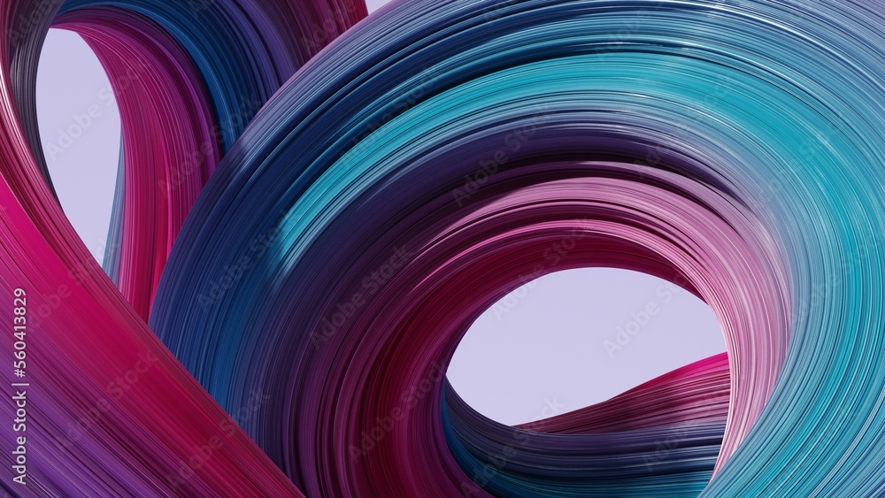 Poster abstract 3d rendering of twisted lines. modern background design, illustration of a futuristic shape