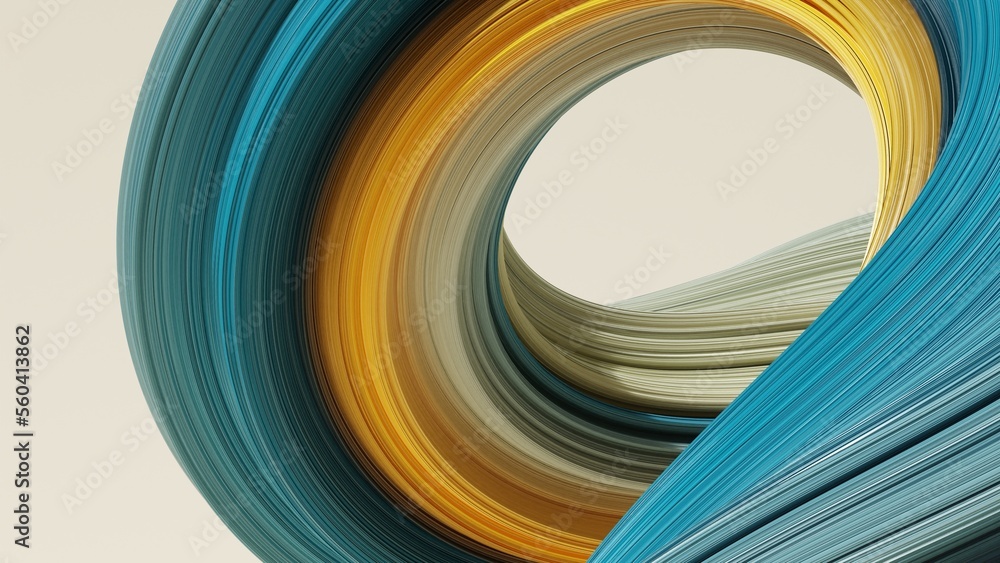 Poster abstract 3d rendering of twisted lines. modern background design, illustration of a futuristic shape