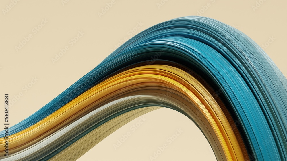 Poster abstract 3d rendering of twisted lines. modern background design, illustration of a futuristic shape