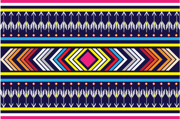 Geometric ethnic oriental ikat pattern traditional Design for background,carpet,wallpaper,clothing,wrapping,Batik,fabric,Vector illustration.embroidery style.