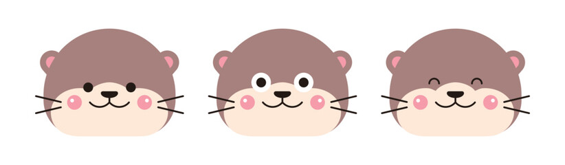 Obraz premium Otter, sea otter animal character illustration icon with a cute and smiling expression.