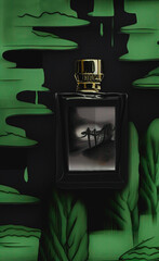 Perfume on a green background