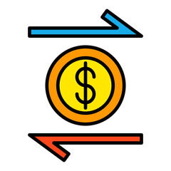 Money Transfer Filled Line Icon