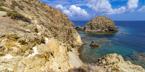 Rocky Coastline and Cliffs, Island of Isleta del Moro, Cabo de Gata-Níjar Natural Park, UNESCO...