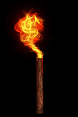 Burning torch on a black background