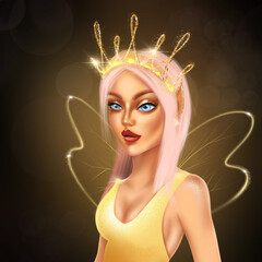 Fairytale queen with golden tiara
