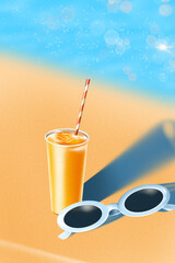 Sunglasses and orange juice. summer vibe