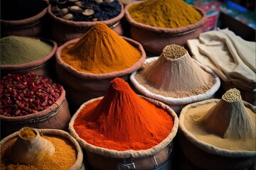 Oriental spices and spices on the market. AI