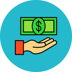 Payable Multicolor Circle Filled Line Icon