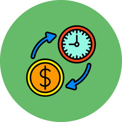 Time Is Money Multicolor Circle Filled Line Icon