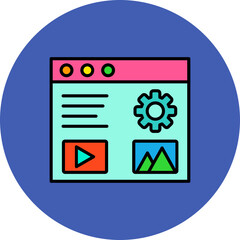 Content Management Multicolor Circle Filled Line Icon