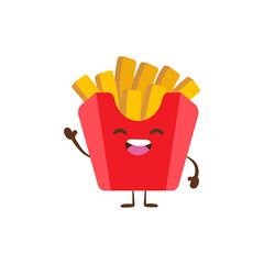 Happy fries cartoon Character on White Background