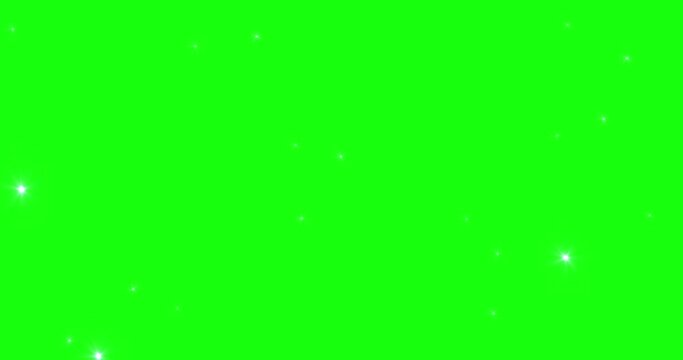 Glowing lights burst. Bright flashes of light on a green screen. Seamless loop animation on chromakey background