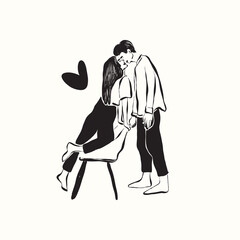 Saint Valentine's day hand drawn trendy vector illustration. Love card design. Cute doodle romantic. Romantic poster, greeting banner, trendy t-shirt print